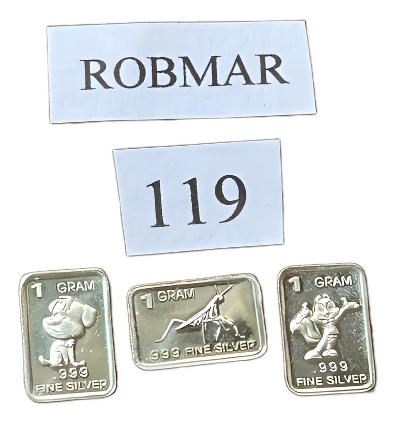 Robmar-USA-Lote De 3 Lingotes De 1g De Plata Pura 0,999-N°119