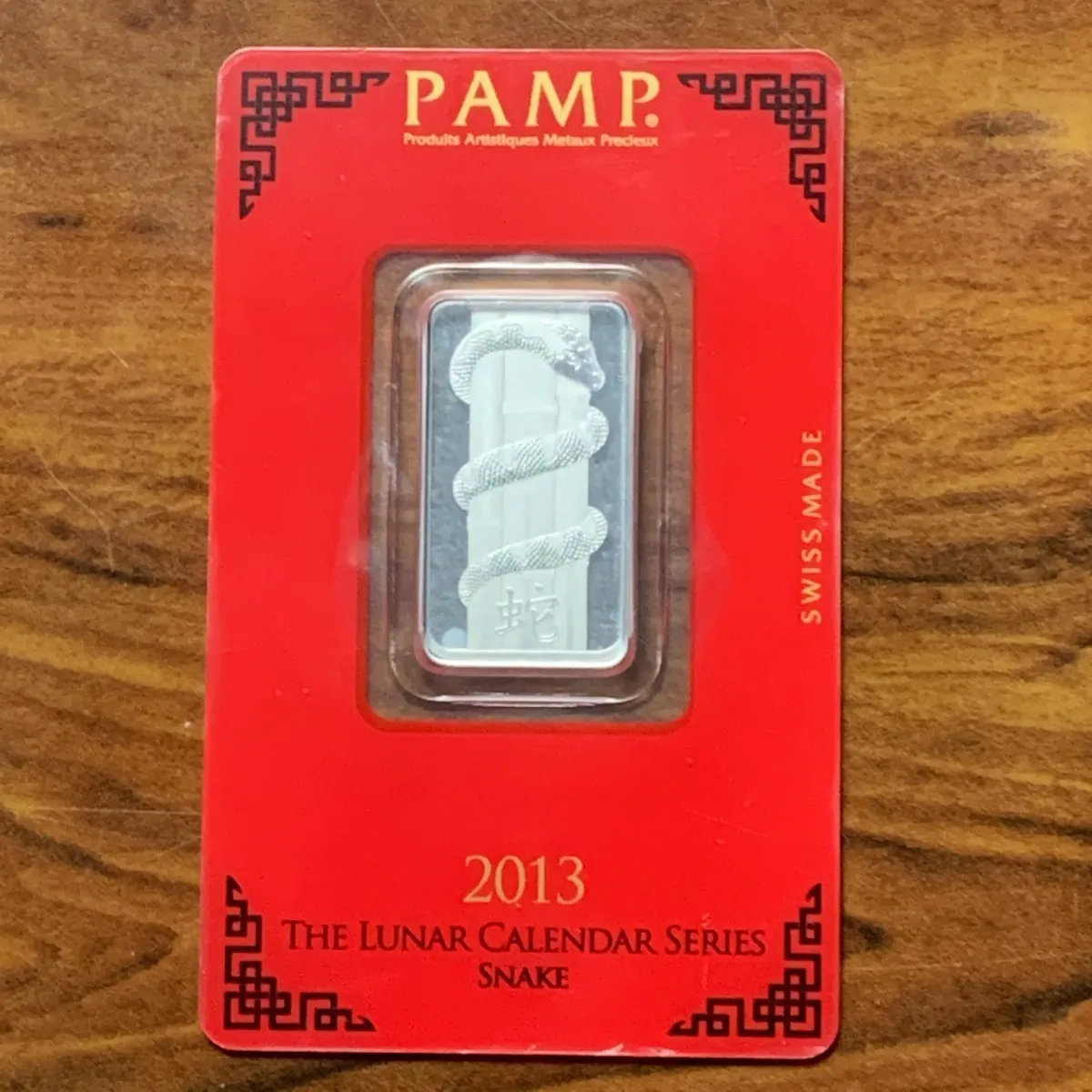 Robmar-Suiza-Lingote Pamp-10g Plata Pura 999-VĂbora-Blister Sellado-Numerado-Pintado - Imagen 2