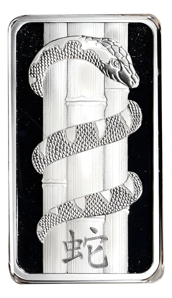 Robmar-Suiza-Lingote Pamp-10g Plata Pura 999-VĂbora-Blister Sellado-Numerado-Pintado