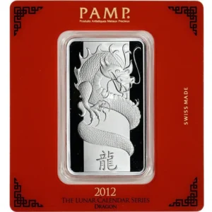 Robmar Lingote De 100 Gramos.plata Pura 24 K.año 2012 el año Del Dragon