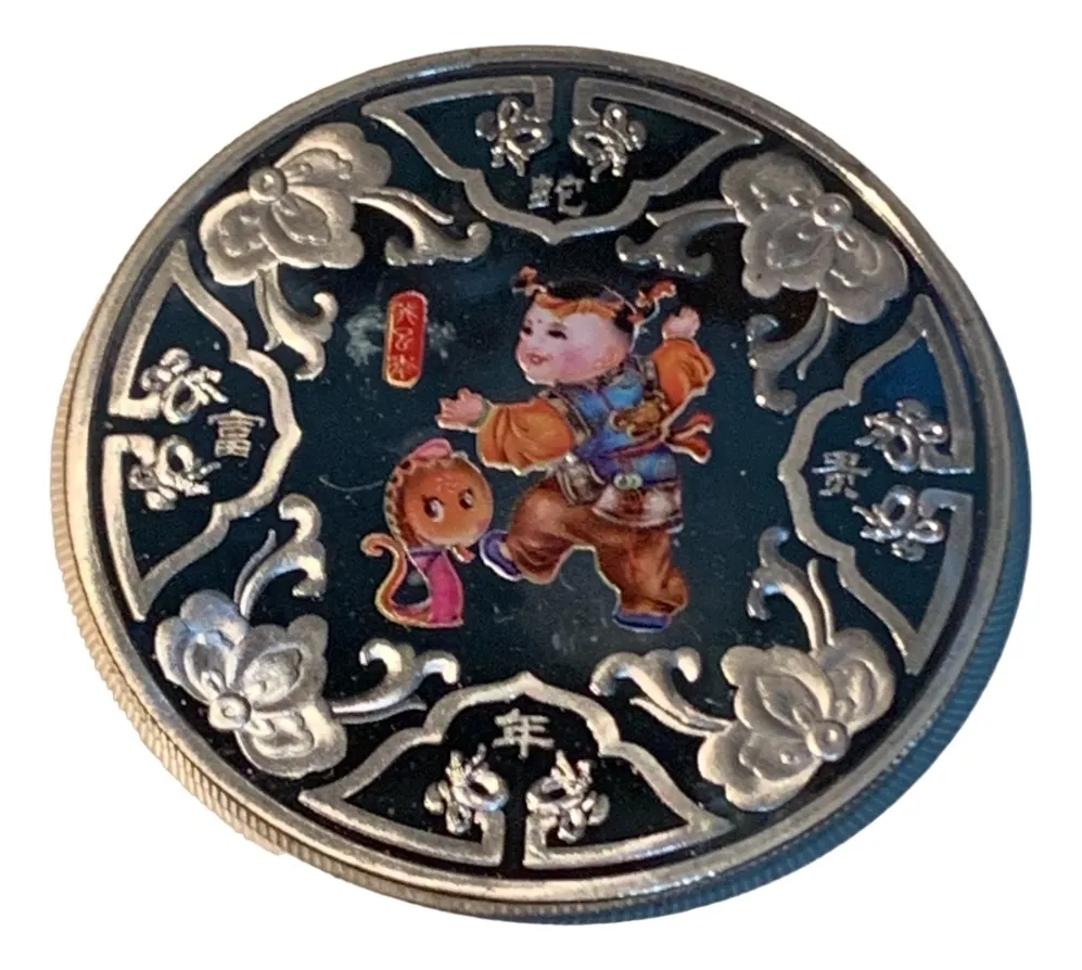 Robmar-Moneda China Conmemorativa 3,8 Cm-2019 -bañada En Plata-999