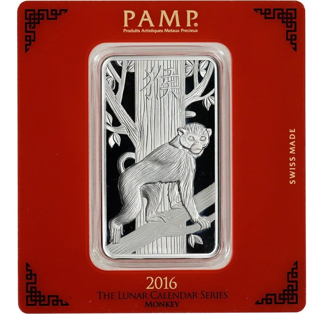 Robmar Suisa Lingote De 100 G.blister De Plata 24 K. El Mono