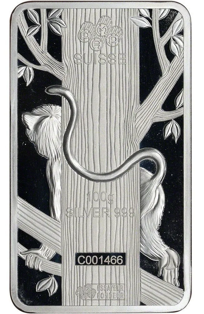 Robmar Suisa Lingote De 100 G.blister De Plata 24 K. El Mono - Imagen 4