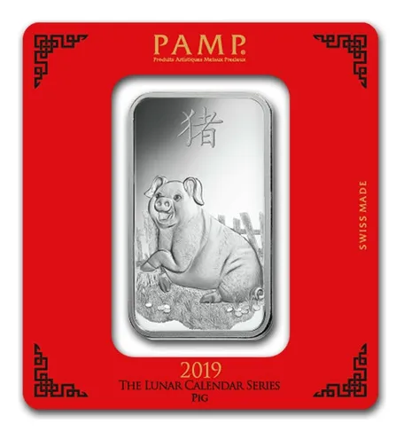 Robmar Suiza Lingote De 100 G Plata Pura Blister 24 K.el año del Cerdo - Imagen 3