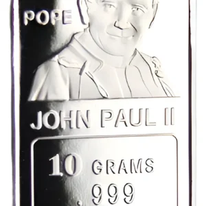 Robmar U.s.a.lingote De 10 Grs.plata Pura24 K El Papa Bueno