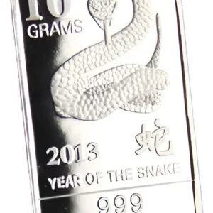 Robmar-USA-Lingote De 10g Plata Pura 24k-Año De La Vívora