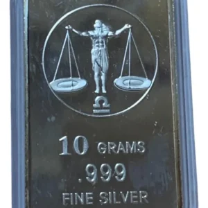 Robmar-USA-Lingote De 10g Plata Pura 24k-N°128-Signo Del Zodiaco-Libra