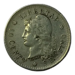 Robmar-Argentina 10 Centavos Patacón Plata 900 2,5 G-año 1883
