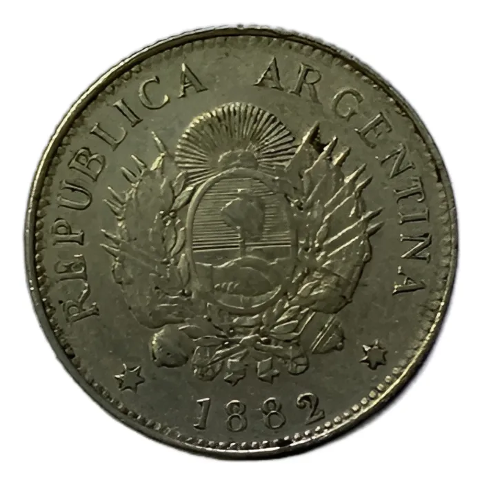 Robmar-Argentina 20 Centavo Patacón Plata 900 5 Gramos.-año 1882 - Imagen 2