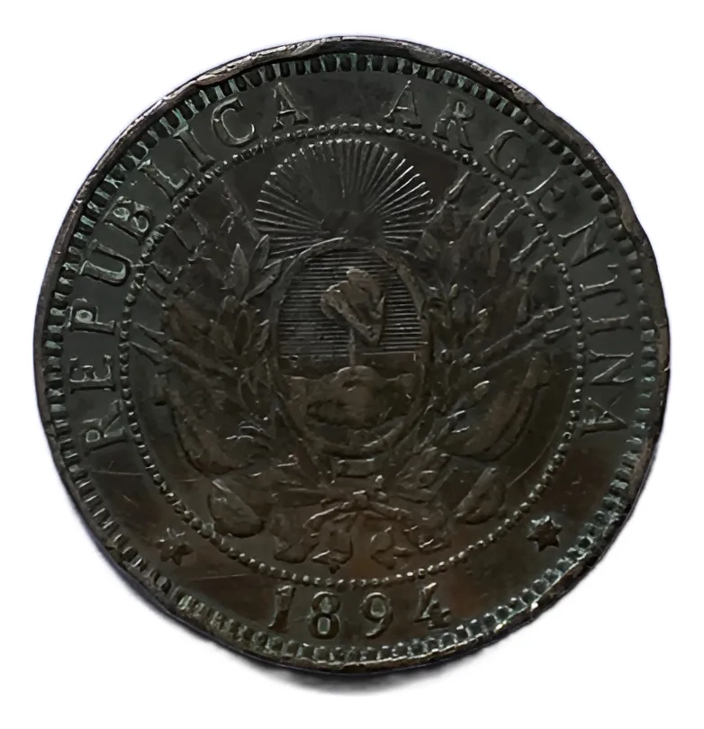 Robmar-Argentina Moneda De 2 Centavos De Patacon Del Año 1894