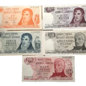 Robmar-Argentina-lote De 5 Billete Pesos Ley 18.188-a