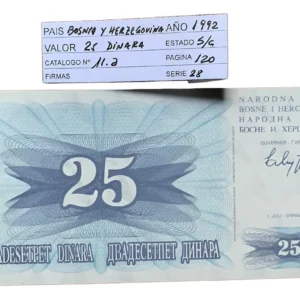 Robmar-billete S/c. De Bosnia Y Herzegovina-25 Dinara-1992