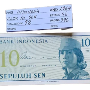 Robmar-billete Sin Circular De Indonesia-10 Sen Del Año 1964
