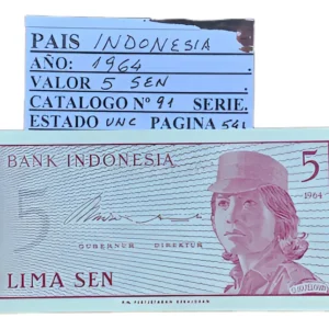 Robmar-billete Sin Circular De Indonesia-5 Sen Del Año 1964