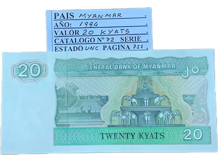 Robmar-billete Sin Circular-myanmar-20 Kyat Del Año 1994 - Imagen 2