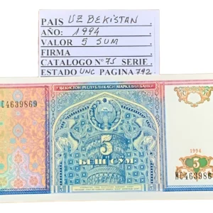 Robmar-billete Sin Circular-uzbekistan-5 Sum Del 1994