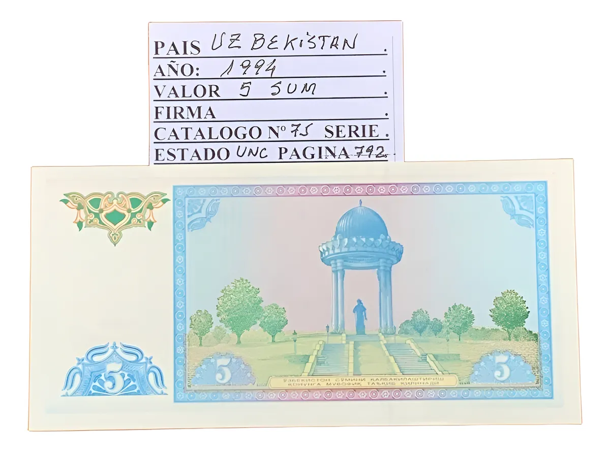 Robmar-billete Sin Circular-uzbekistan-5 Sum Del 1994 - Imagen 2