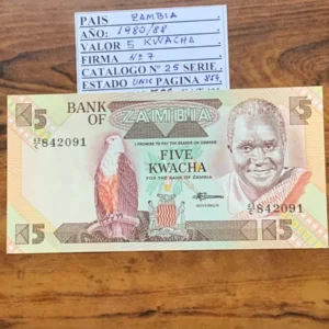 Robmar-billete Sin Circular-zambia-5 Kwacha Del 1980