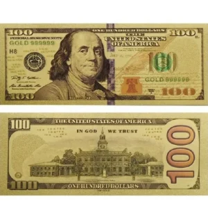 Robmar-billete U$s100 Plástico Bañado Oro 24 K. Regalo Navidad