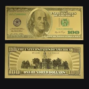 Robmar-billete U$s100 Plástico Bañado Oro 24 K. Regalo Reyes
