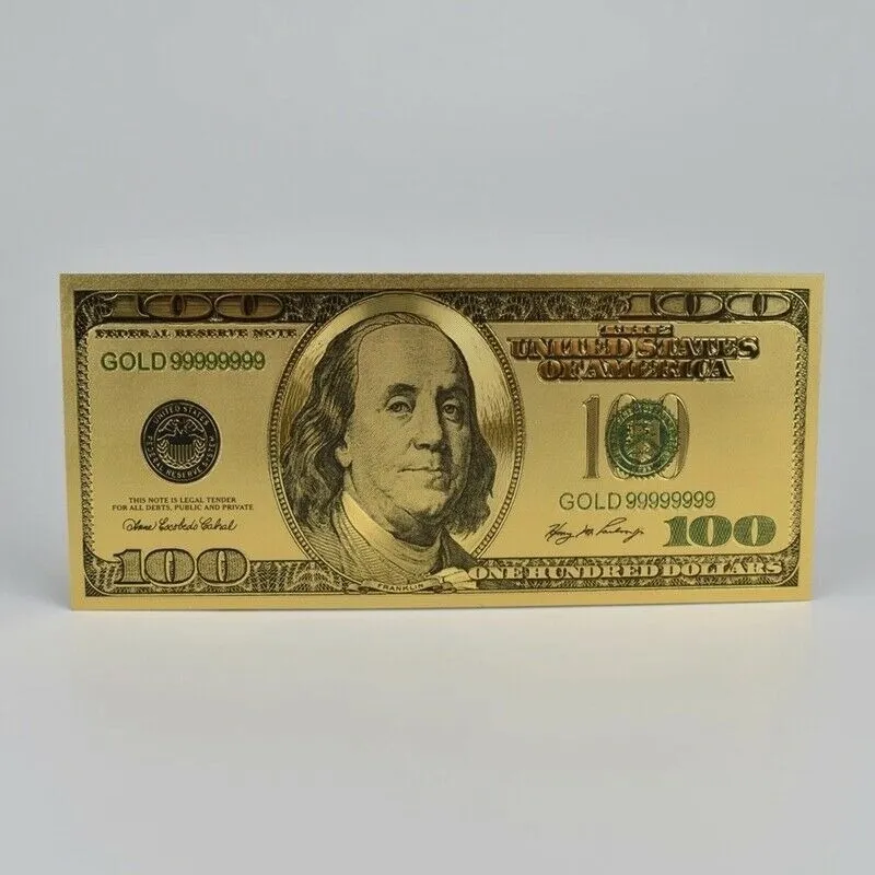Robmar-billete U$s100 Plástico Bañado Oro 24 K. Regalo Reyes - Imagen 3