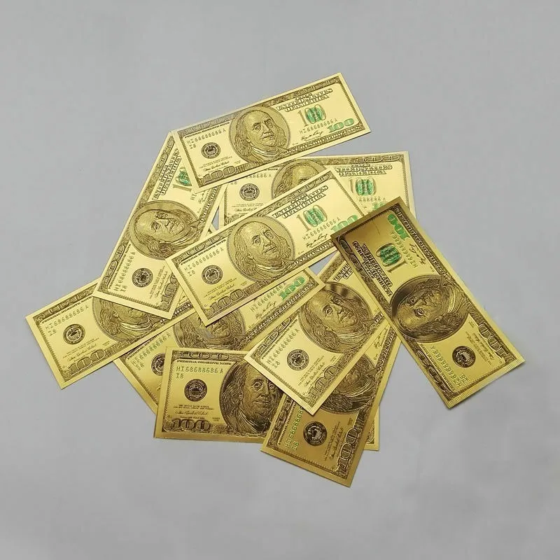 Robmar-billete U$s100 Plástico Bañado Oro 24 K. Regalo Reyes - Imagen 2