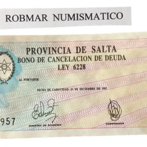 Robmar-Argentina-bono Cancelación Deuda De Salta 1 Austral