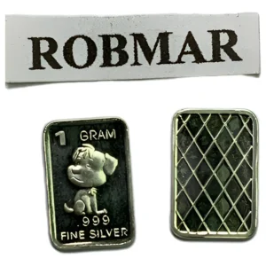 Robmar-USA-Lingote De 1g Plata Pura 24k 0,999-N°16-Perro