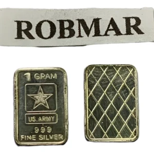 Robmar-lingote N°25-1 Gramo de.plata pura 24k-simbolo Army
