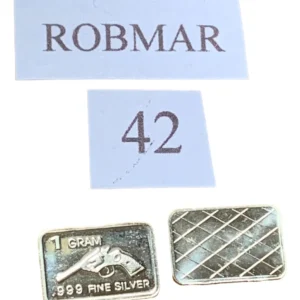 Robmar-USA-Lingote De 1g Plata Pura 24k 0,999-N°42-Colt 45