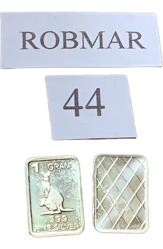 Robmar-lingote N°44-1 Gramo de.plata pura 24k-un canguro