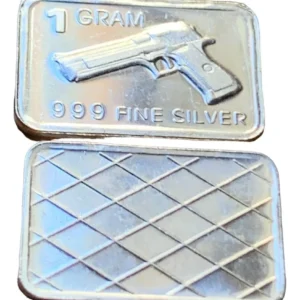 Robmar-USA-Lingote De 1g Plata Pura 24k 0,999-N°43-Pistola De Policía