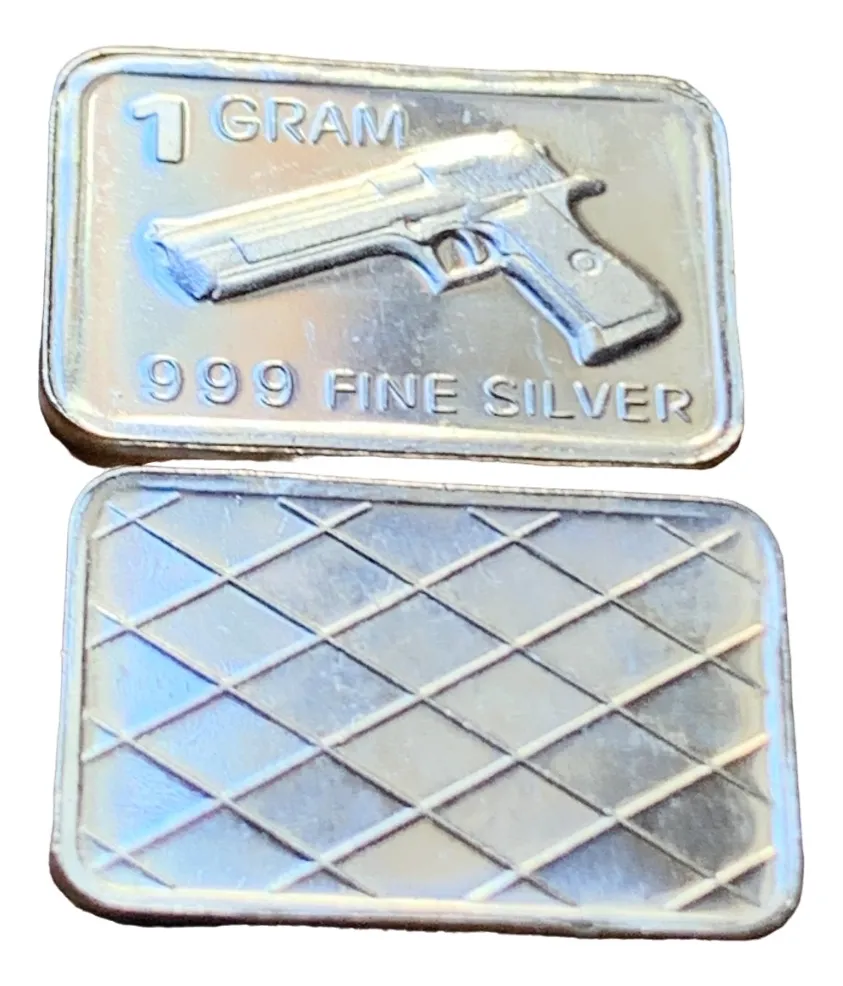 Robmar-USA-Lingote De 1g Plata Pura 24k 0,999-N°43-Pistola De Policía
