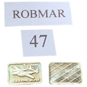 Robmar-USA-Lingote De 1g Plata Pura 24k 0,999-N°47-Avión Bimotor