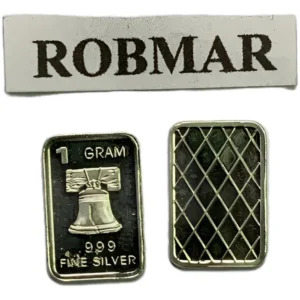 Robmar-lingote N°5--1 Gramo de.plata pura 24k-la Campana de la libertad