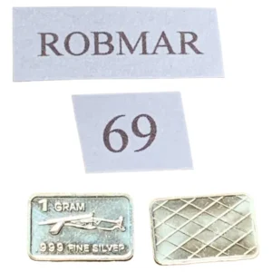 Robmar-USA-Lingote De 1g Plata Pura 24k 0,999-N°69-Un Rifle Con Apoyo