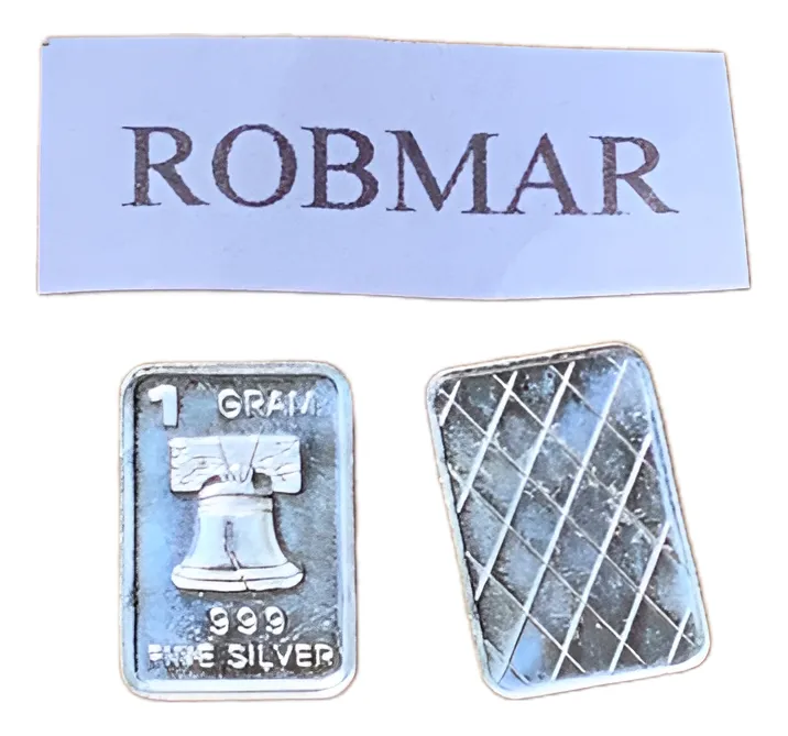Robmar-USA-Lingote De 1g Plata Pura 24k 0,999-N°75-Campana De La Libertad