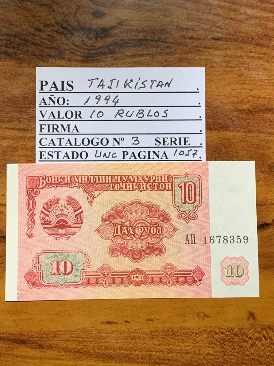 Robmar-lote De 3 Billetes De Tajikistan De 1...10 Y 20 Rublo - Imagen 5