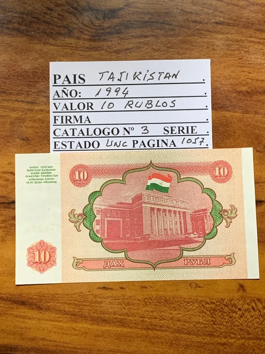 Robmar-lote De 3 Billetes De Tajikistan De 1...10 Y 20 Rublo - Imagen 6