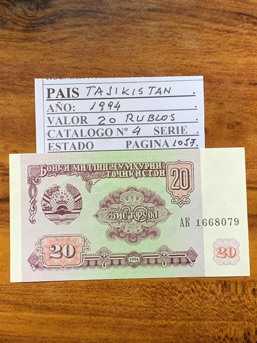 Robmar-lote De 3 Billetes De Tajikistan De 1...10 Y 20 Rublo - Imagen 7