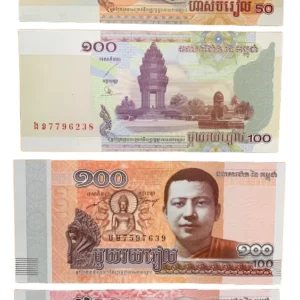 Robmar-lote De 4 Billetes De Cambodia De 50..100 Y 500 Riels