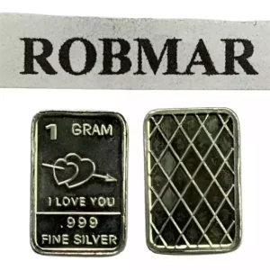 Robmar-USA-Lingote De 1g Plata Pura 24k 0,999-N°1-Dos Corazones