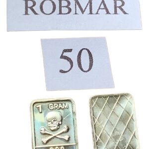 Robmar-USA-Lingote De 1g Plata Pura 24k 0,999-N°50-Una Calavera Pirata