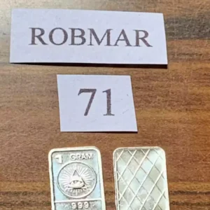 Robmar-moneda N°71 Rectangular 1 Gr. Plata 999-simbolo Mason