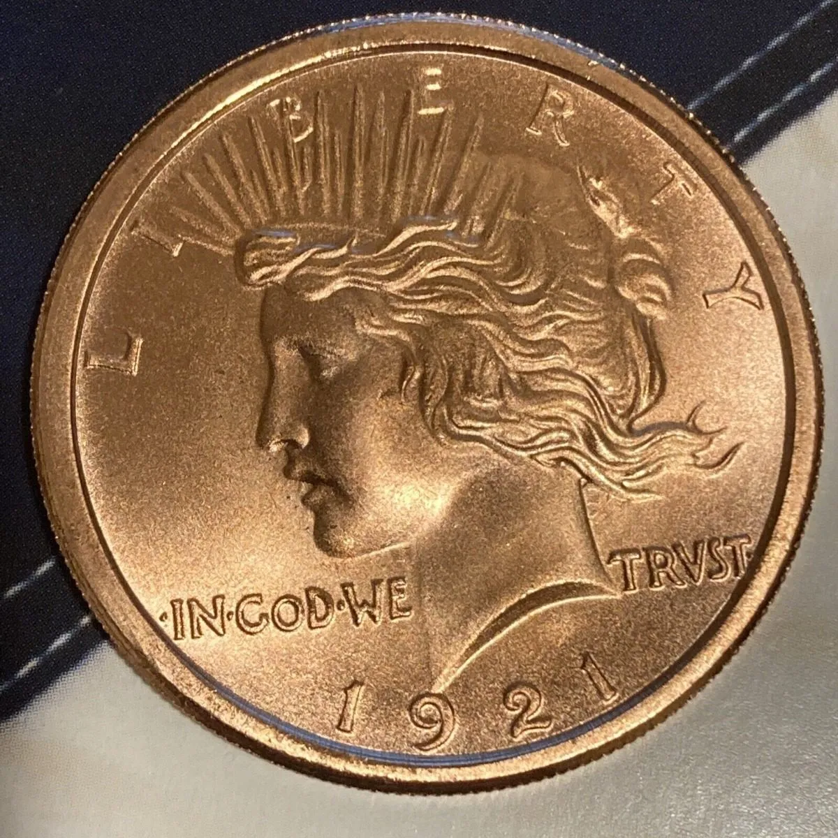 Robmar-USA-1 Onza Cobre Puro 0,999-n°547-dolar Paz-1921 - Imagen 2