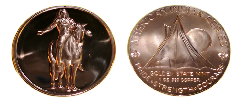 Robmar-USA-Moneda De Cobre Puro 24k 0,999-N°507-Indio a caballo N° 3