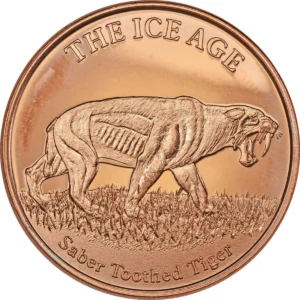 Robmar-USA-Moneda De Cobre Puro 24k 0,999-N°609-The Ice Age-Saber Toothed Tiger