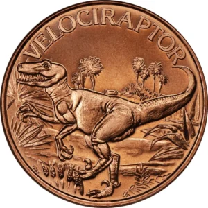 Robmar-USA-Moneda De Cobre Puro 24k 0,999-N°601-Velociraptor