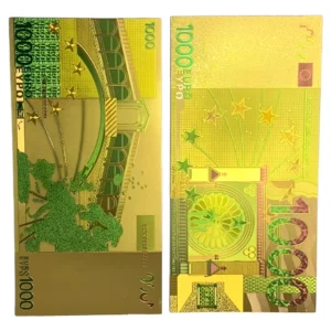 Robmar-USA-Billete 1000 Euro Plástico Bañado Oro 24 K.oferta