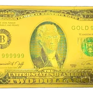 Robmar-USA-Billete U$s 2 Plástico Bañado Oro 24 K.-oferta